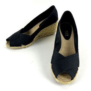 Ralph Lauren Women’s Platform Slip-on dress shoes Cecilia Black open Toe SZ 6